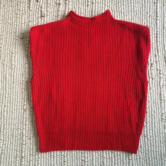 Red Sleeveless Knit Mock-Neck Sweater - Picture 1 of 2